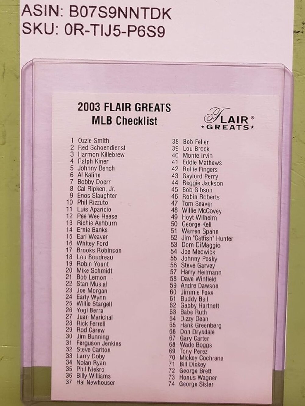 2002 Fleer Skybox International LP® Flair Greats 2003 Collection™ Checklist